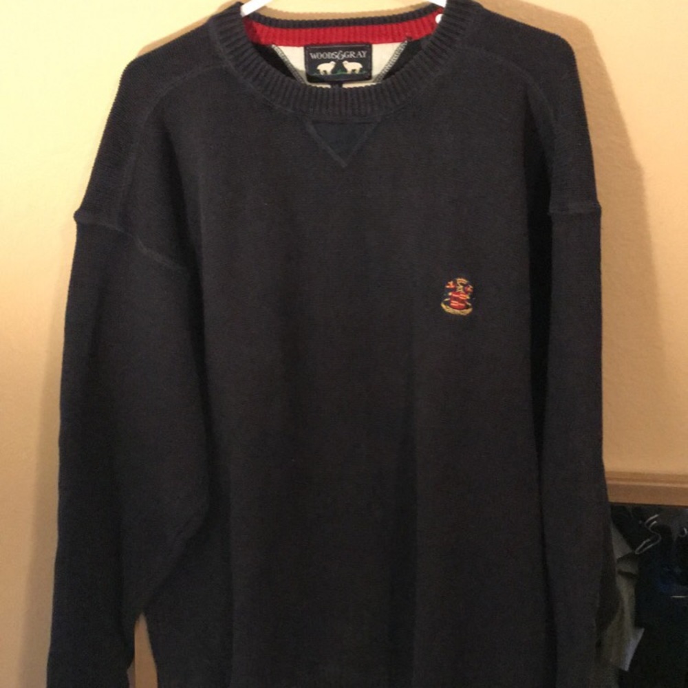 Woods and gray sweater